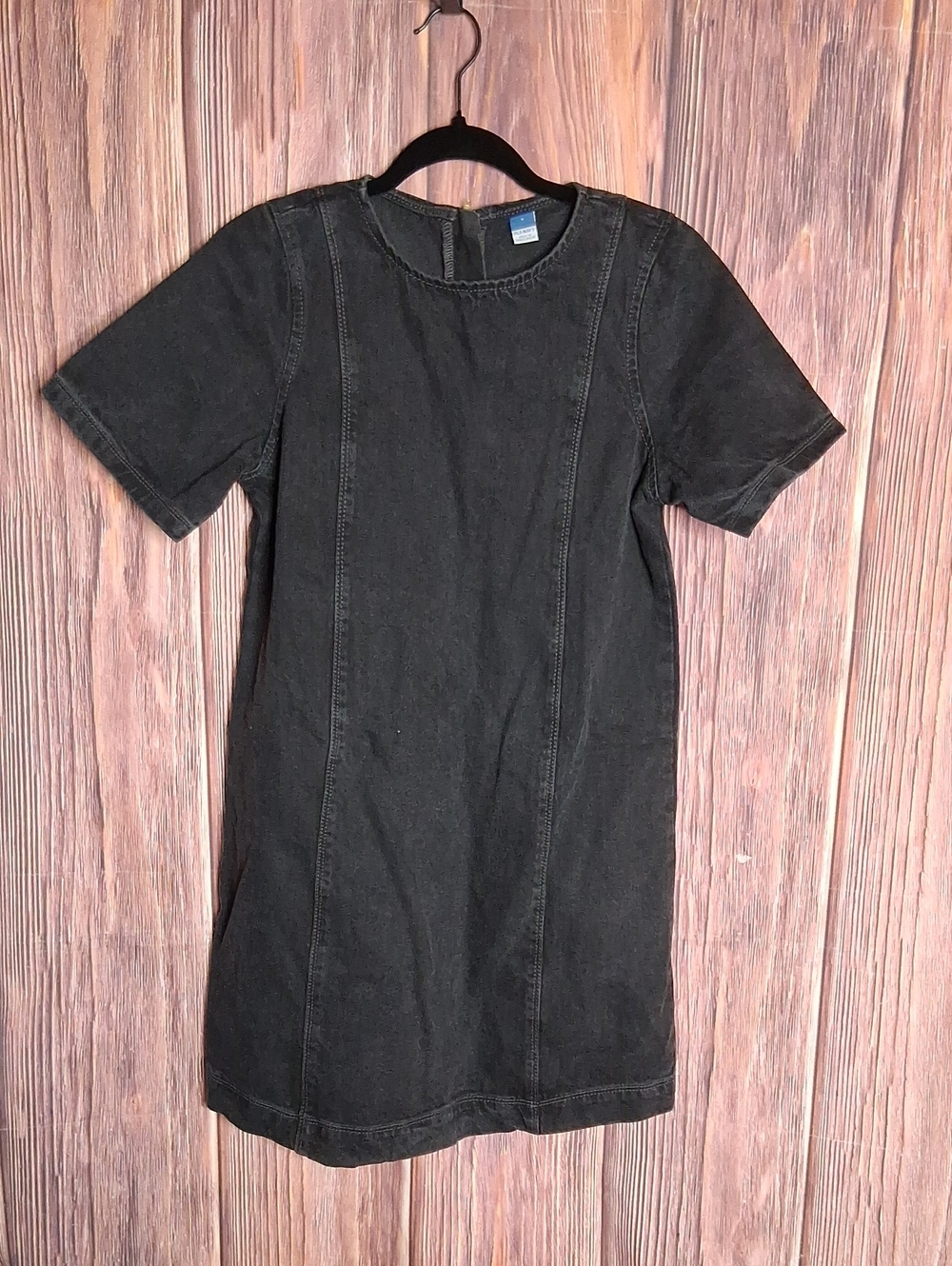 Old Navy washed black short sleeve denim mini dress size small